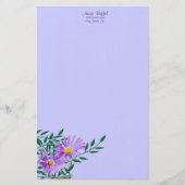 Paarse Wildflower Fotohoek Personeel rand Briefpapier (Voorkant)