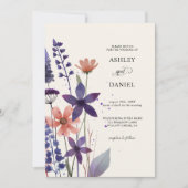 Paarse Wildflower Garden bruiloft uitnodiging (Voorkant)