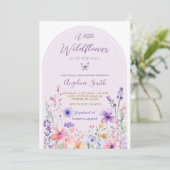 Paarse Wildflower Garden Floral Baby shower Kaart (Staand voorkant)