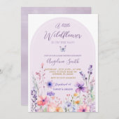 Paarse Wildflower Garden Floral Baby shower Kaart (Voorkant / Achterkant)