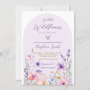 Paarse Wildflower Garden Floral Baby shower Kaart