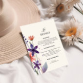 Paarse Wildflower Garden Wedding Informatiekaartje