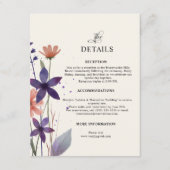 Paarse Wildflower Garden Wedding Informatiekaartje (Voorkant)