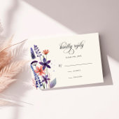 Paarse Wildflower Garden Wedding RSVP Kaartje
