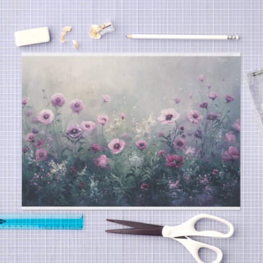 Paarse Wildflower Green Field Decoupage Tissuepapier (Craft)