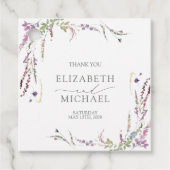 Paarse Wildflower kalligrafie bruiloft Bedankjes Labels (Voorkant)