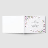 Paarse Wildflower kalligrafie bruiloft Gastenboek (Volledig)