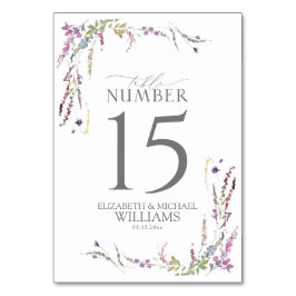 Paarse Wildflower kalligrafie bruiloft Kaart