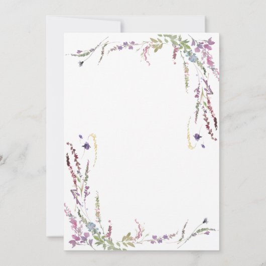 Paarse Wildflower kalligrafie bruiloft Kaart (Achterkant)