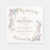Paarse Wildflower kalligrafie bruiloft Servet (Voorkant)