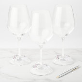 Paarse Wildflower kalligrafie bruiloft Wijnglaslabel (Set)