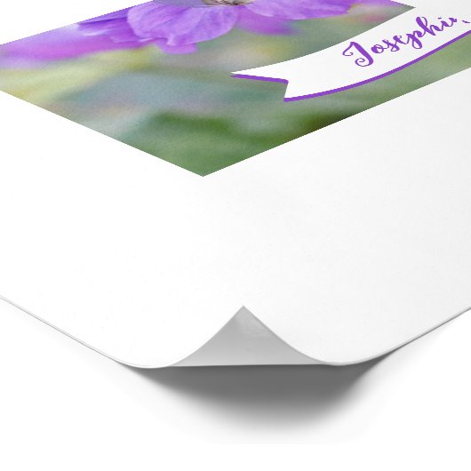 Paarse Wildflower Kind aangepaste foto en naam Poster (Hoek)