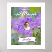 Paarse Wildflower Kind aangepaste foto en naam Poster (Voorkant)