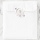 Paarse Wildflower Krans Baby in Bloom Vierkante Sticker (Tas)