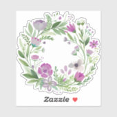 Paarse Wildflower Krans Custom-Cut Vinyl Sticker (Vel)