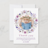 Paarse Wildflower Meisje Dank u Fotokaart Bedankkaart (Voorkant)