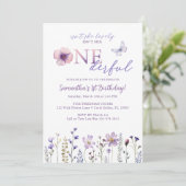 Paarse Wildflower Onederful Eerste Verjaardag Kaart (Staand voorkant)