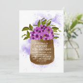 Paarse Wildflower op pot Waterverf Verjaardag Kaart (Staand voorkant)