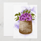 Paarse Wildflower op pot Waterverf Verjaardag Kaart (Voorkant / Achterkant)