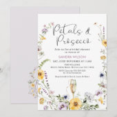 Paarse Wildflower Petals Prosecco Vrijgezellenfees Kaart (Voorkant / Achterkant)