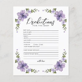 Paarse Wildflower Prediction Baby shower spel