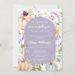Paarse Wildflower Pumpkin Baby shower Garden Party Kaart