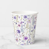 Paarse Wildflower Spring Bloemen Papier Kopjes Papieren Bekers (Achterkant)