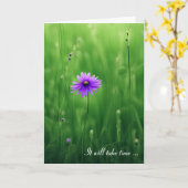 Paarse Wildflower Sympathie Kaart (Gele Bloem)