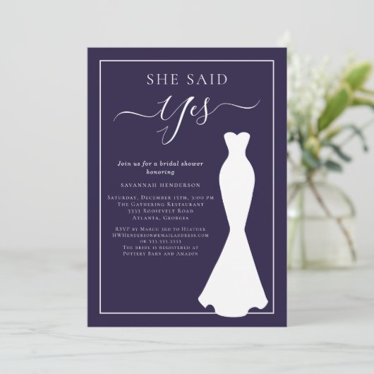 Paarse Wildflower trouwjurk Vrijgezellenfeest Kaart (Staand voorkant)