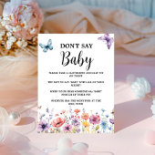 Paarse Wildflower vlinder baby shower spel teken Reclamebord Met Voetstuk