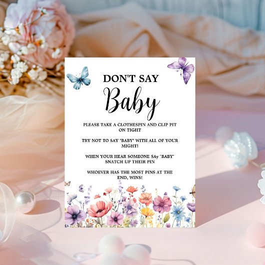 Paarse Wildflower vlinder baby shower spel teken Reclamebord Met Voetstuk