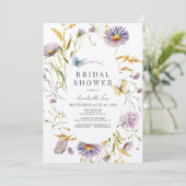 Paarse Wildflower & Vlinder Vrijgezellenfeest Kaart (Staand voorkant)