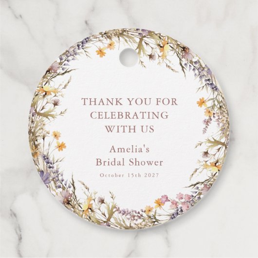 Paarse Wildflower Vrijgezellenfeest Custom Dank u Bedankjes Labels (Achterkant)