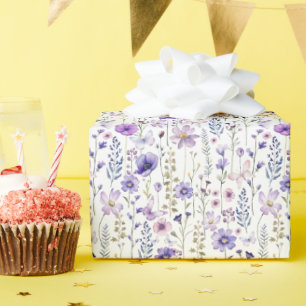 Paarse Wildflower Waterverf Cadeaupapier