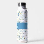 Paarse Wildflower Waterverf Monogram Naam Waterfles (Links)
