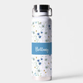 Paarse Wildflower Waterverf Monogram Naam Waterfles (Achterkant)