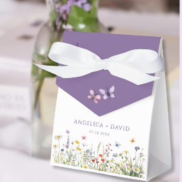 Paarse Wildflower Wedding Favoriet Box Bedankdoosjes