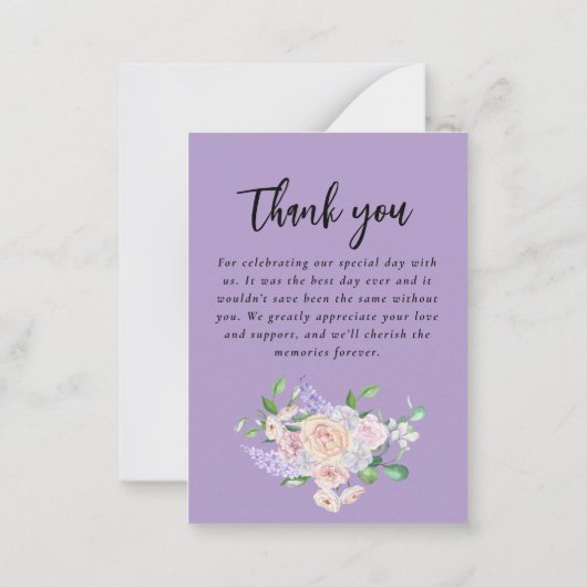 Paarse Wildflower Zomer Bloemen Huwelijk Dank u Notitiekaartje (Achterkant)