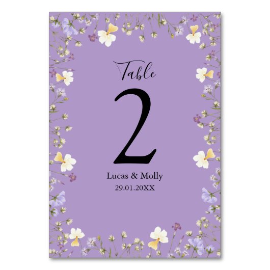 Paarse Wildflower Zomer Bloemen Huwelijk Kaart (Voorkant)