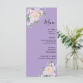 Paarse Wildflower Zomer Bloemen Huwelijk Menu (Staand voorkant)