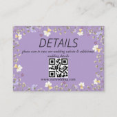 Paarse Wildflower Zomer Bloemen Huwelijk QR Code Informatiekaartje (Voorkant)