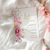 Paarse Wildflowers Baby shower Invitation Kaart