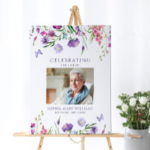 Paarse Wildflowers Begrafenis Welkomstbord