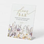 Paarse Wildflowers Bloemenbar Douche Teken Reclamebord Met Voetstuk (Voorkant)