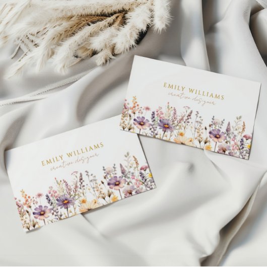 Paarse Wildflowers Floral Visitekaartje