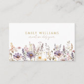 Paarse Wildflowers Floral Visitekaartje (Voorkant)