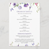 Paarse Wildflowers Funeral Order of Service Programmakaart (Achterkant)
