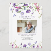 Paarse Wildflowers Funeral Order of Service Programmakaart (Voorkant / Achterkant)