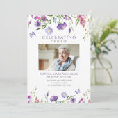 Paarse Wildflowers Funeral Order of Service Programmakaart (Staand voorkant)