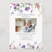 Paarse Wildflowers Funeral Order of Service Programmakaart (Voorkant)